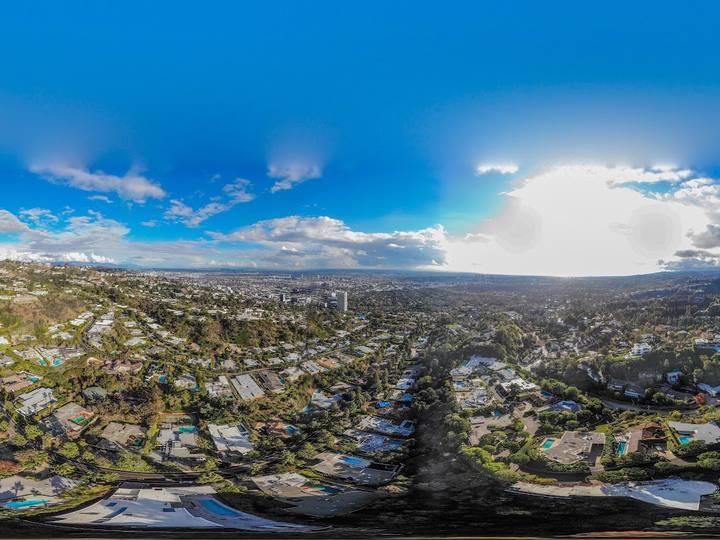 Aerial view over the homes of Trousdale Estates, Beverly Hills